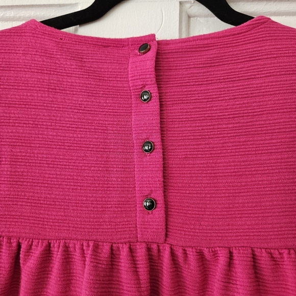 J. Crew Women's Bright Pink Tiered Bell Sleeve Babydoll Top Size Small, Textured - Picture 5 of 8